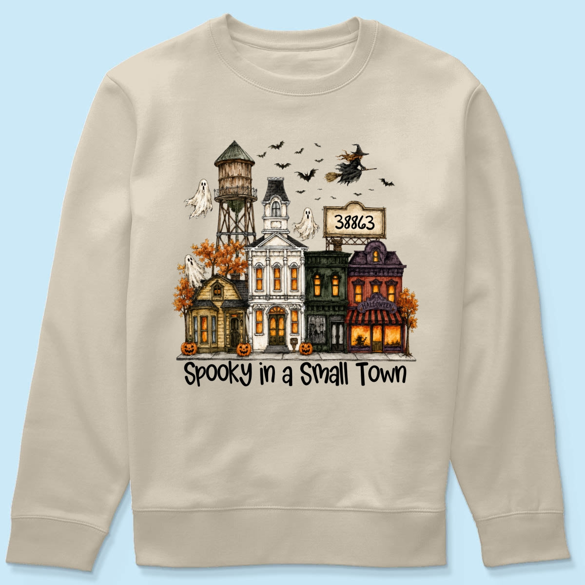 Custom Zip Code Halloween Town - Personalized Shirt - Custom Town Name, Spooky Village Fall