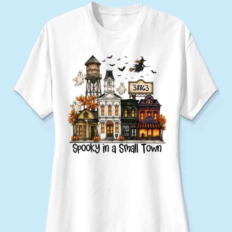Custom Zip Code Halloween Town - Personalized Shirt - Custom Town Name, Spooky Village Fall