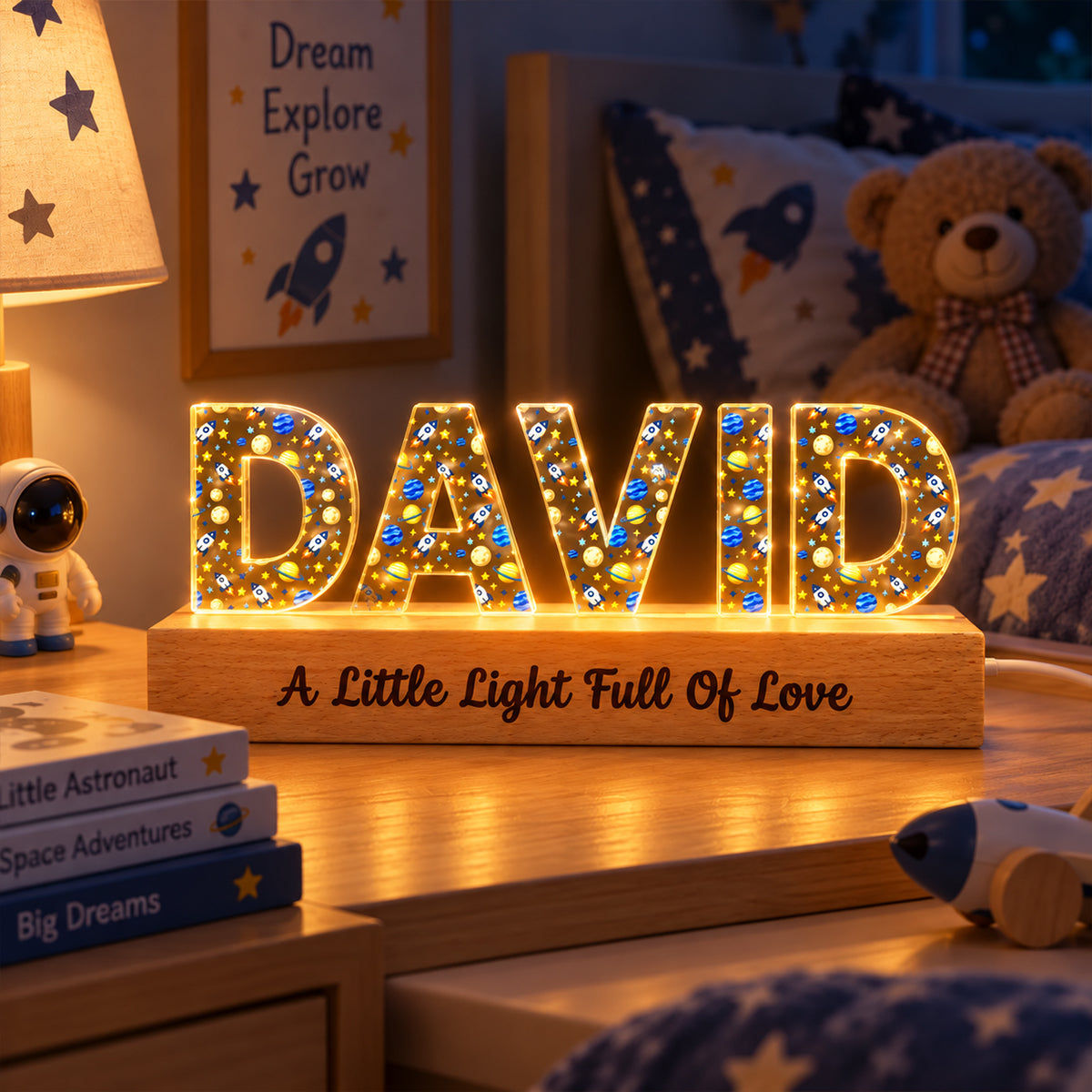 You Make the World Brighter - Personalized Acrylic Block LED Night Light - Kids Room Decor, Nursery Light, Christmas Gift Keepsake For Boy Girl
