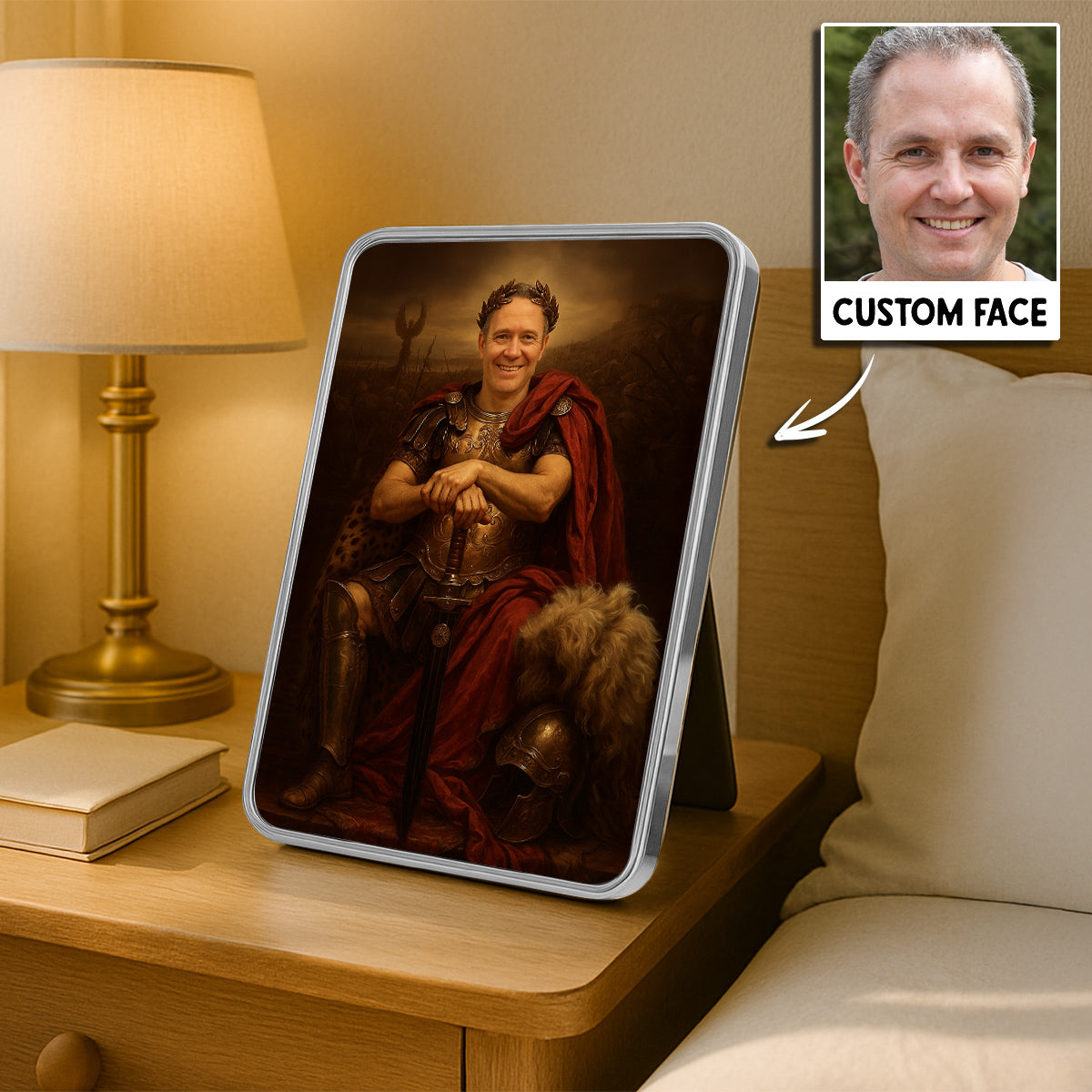 Man Royal Portrait Custom Face Personalized Mirrored Picture Frame, Unique Gift For Grandpa, Dad, Husband