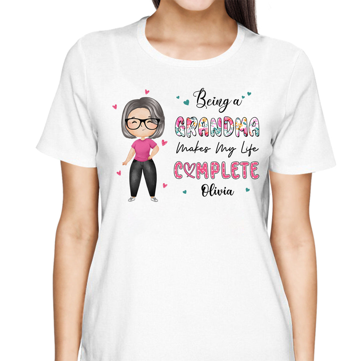 Being Grandma Makes Life Complete Watercolor Grandma Personalized Shirt