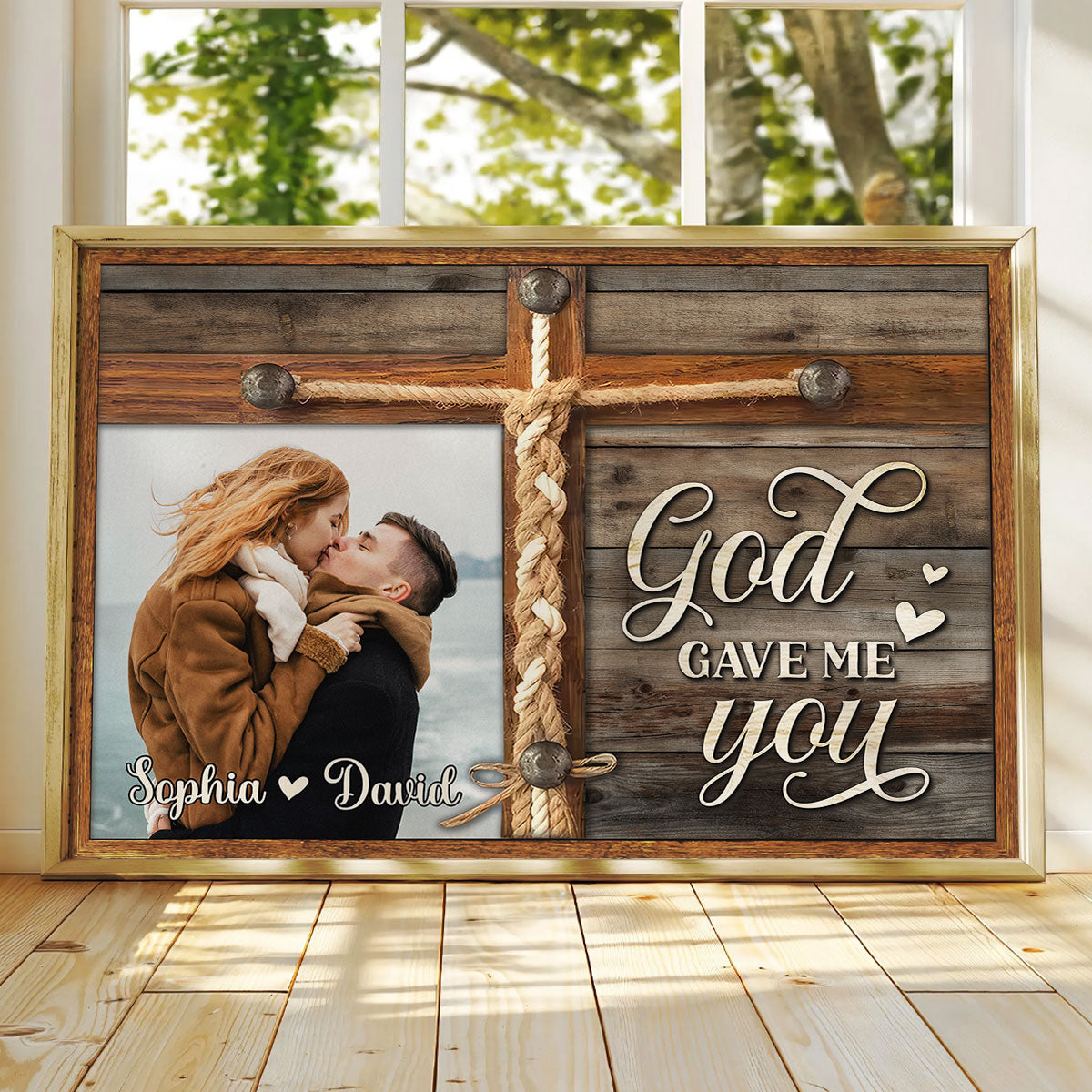 God Gave Me You Couple Custom Photo Personalized Poster, Valentine's Day, Anniversary Gift For Him or Her
