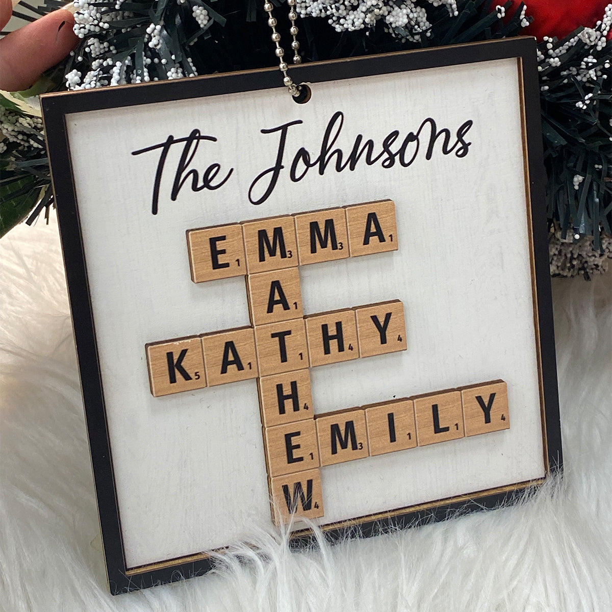 The Family Puzzle Crossword Art Christmas Decor Personalized 2-Layer Wooden Ornament