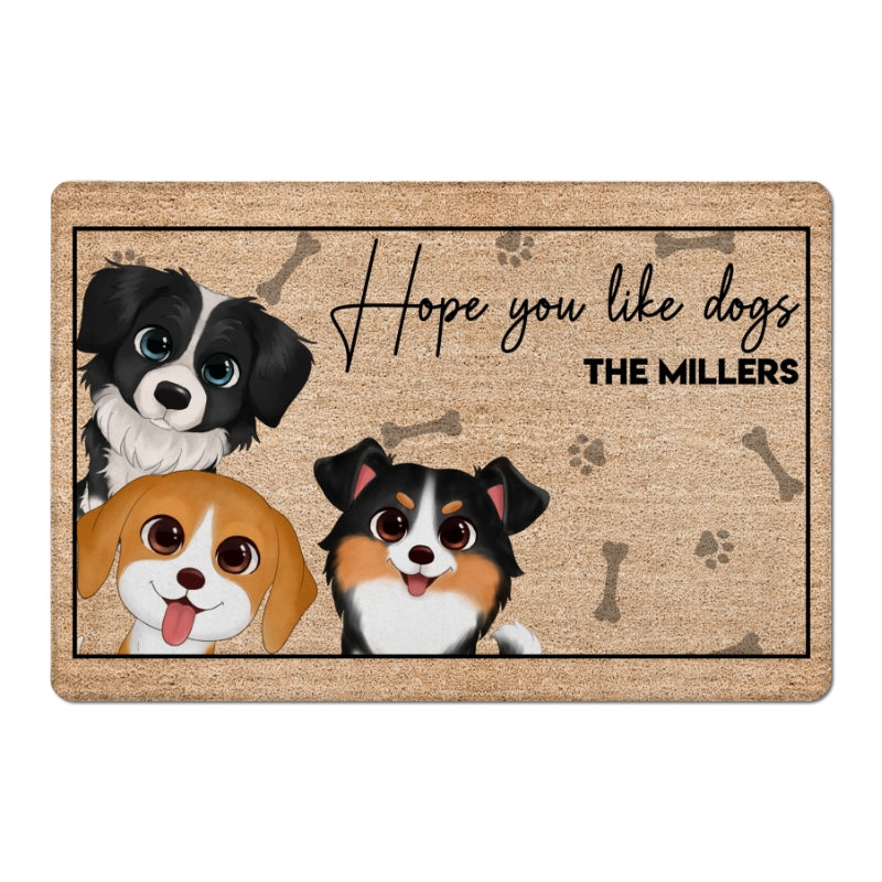 Hope You Like Dogs Watercolor Cute Dog Peeking Personalized Doormat