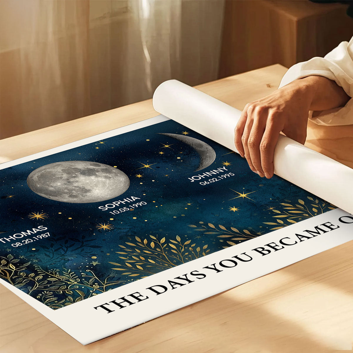 Beautiful Night Sky Custom Birth Moon Phase The Day You Became Our Mom Personalized Poster, Gift