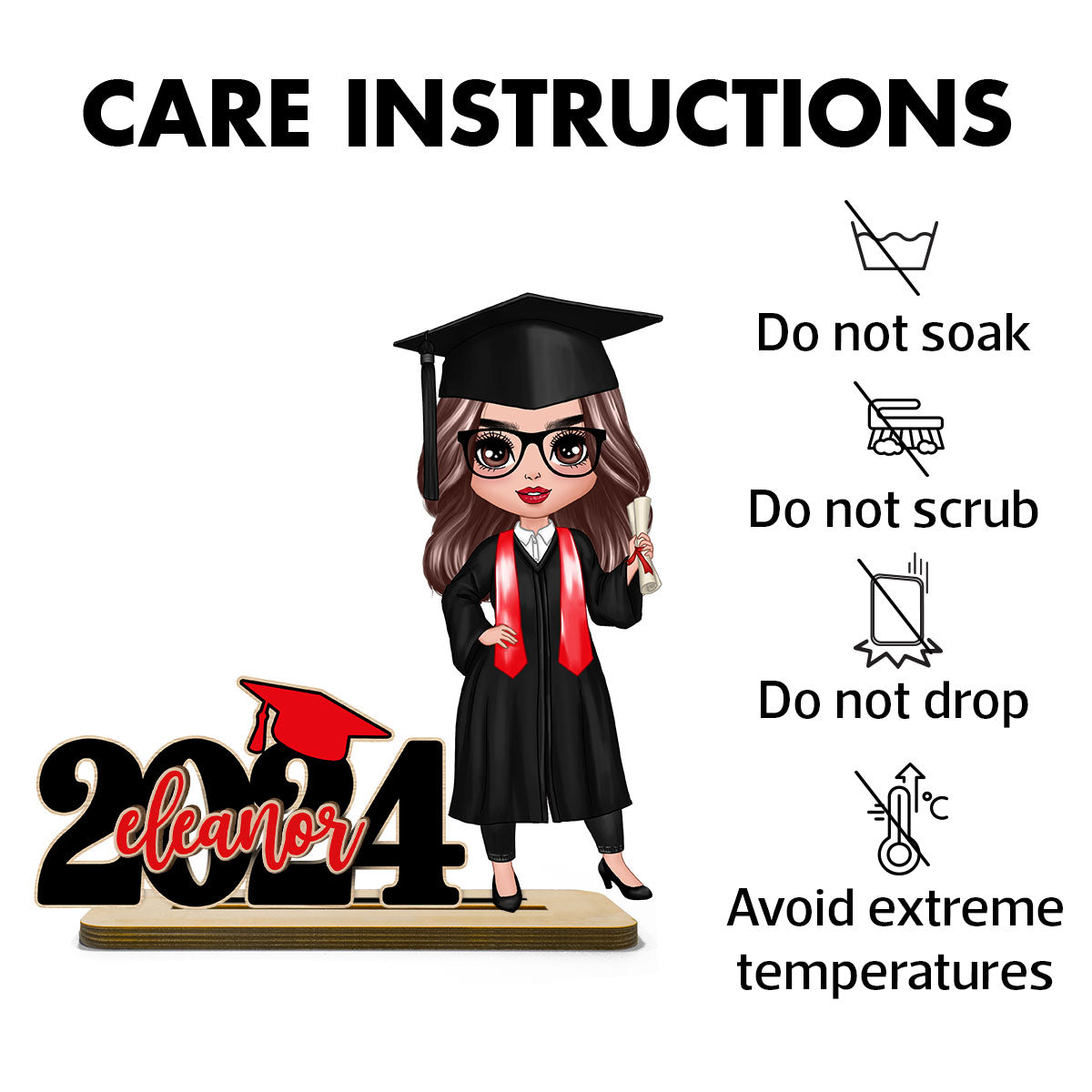 Graduation Gift Graduate Senior Class Of 2024 Personalized Standing Wooden Plaque