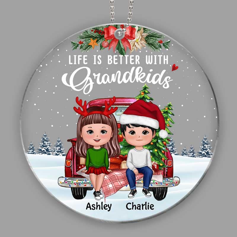 Better With Grandkids On Truck Personalized Acrylic Ornament