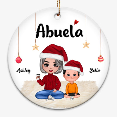 Grandma & Grandma Kids In House Personalized Circle Ornament