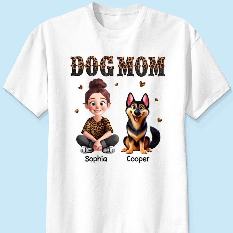 Leopard Dog Mom Animation Cartoon Personalized Shirt, Gift For Dog Lovers