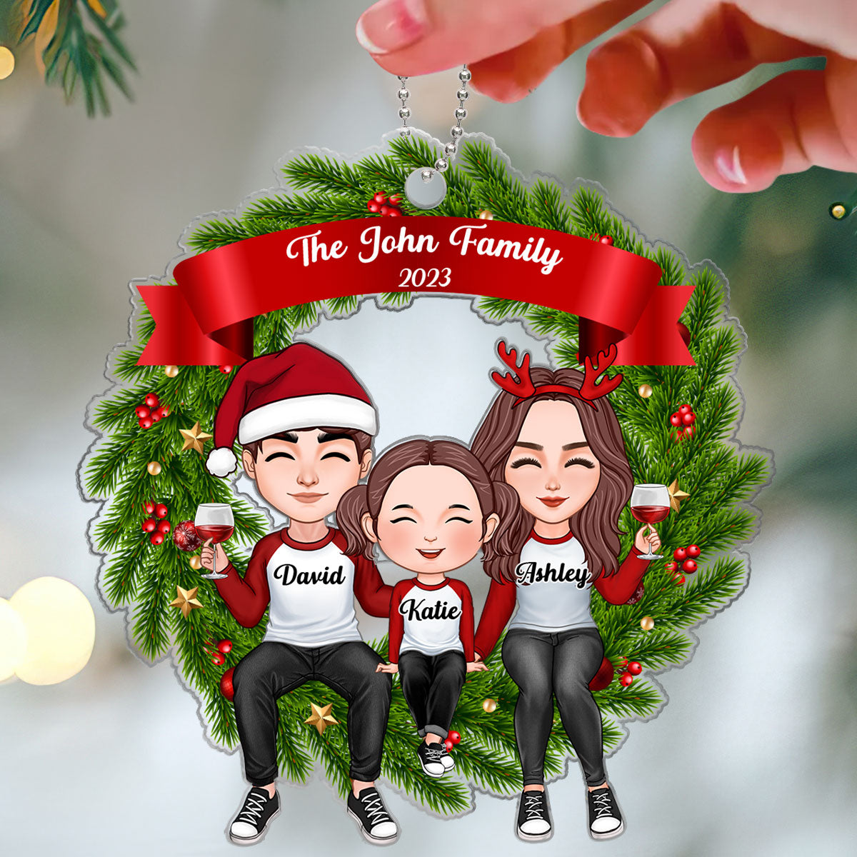 Family Wreath Personalized Acrylic Ornament