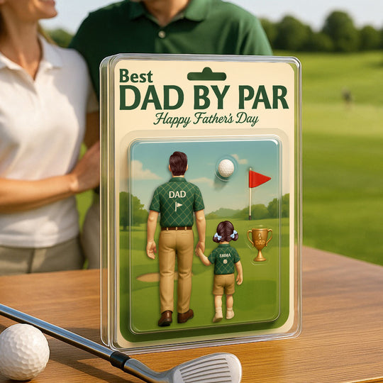 Best Dad By Par Golf Custom Figure Personalized Acrylic Block Plaque,  Gift for Dad, Gift for Husband