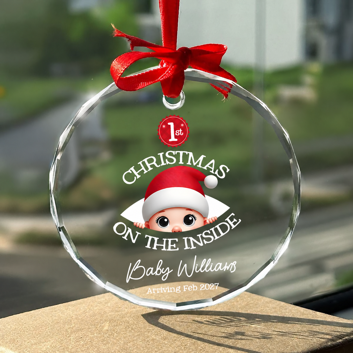 Personalized Baby's First Christmas On the Inside Glass Ornament, Custom Pregnancy Reveal Ornament, Expecting Parents
