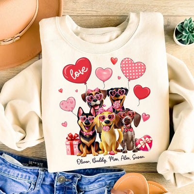 Personalized  Heart Balloon Shirt For Dog Mom, 3D Cute Dogs