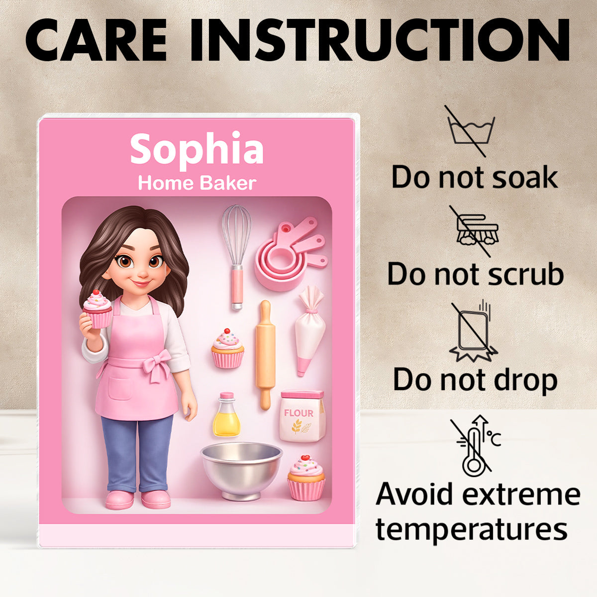 Home Baker 3D Action Figure - Personalized Acrylic Block - Gift for Bakers