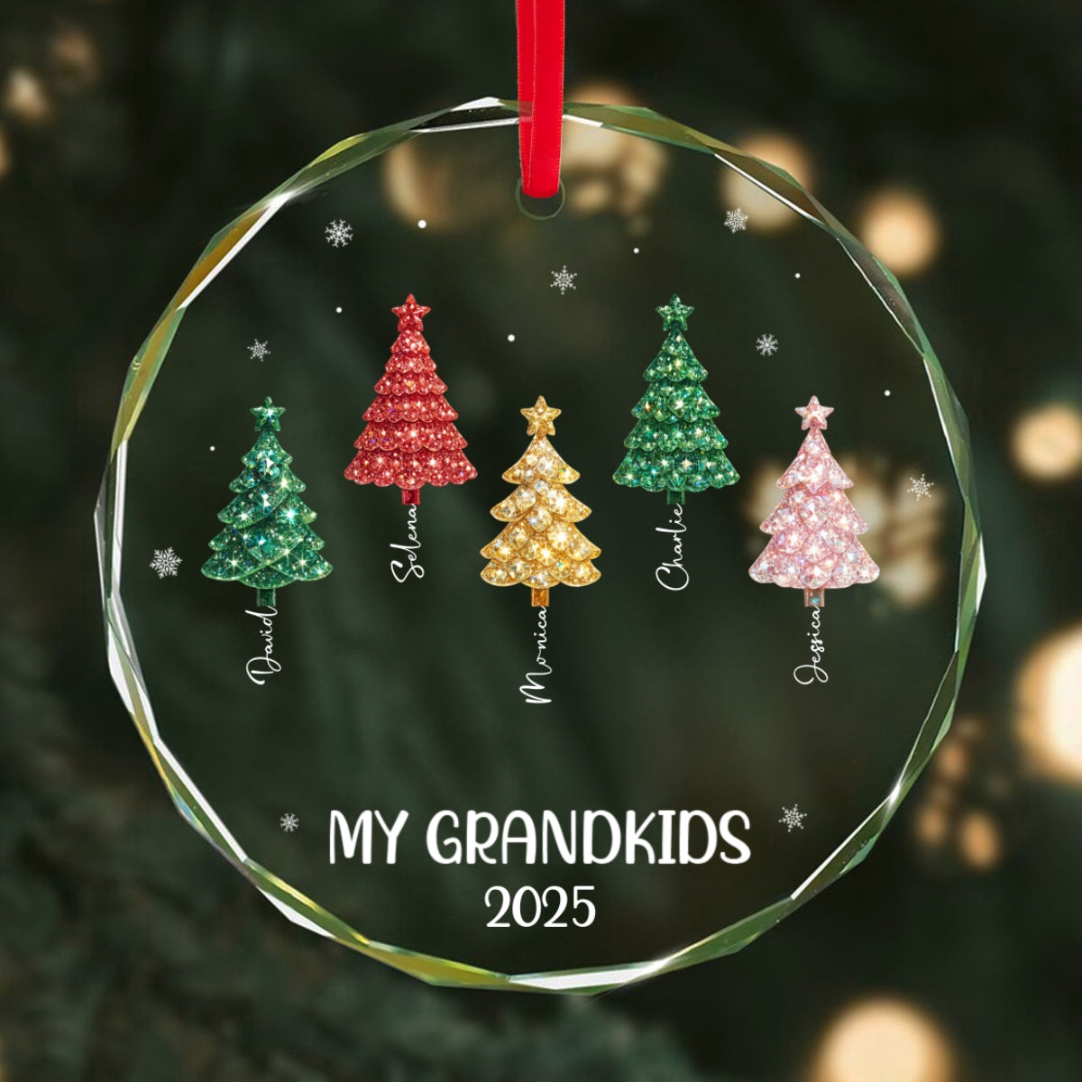 My Grandkids 3D Crystal Effect Christmas Tree - Personalized Glass Ornament - Christmas Gift for Grandma