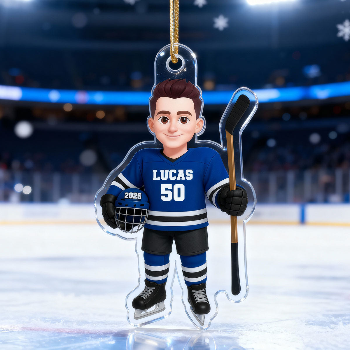 3D Effect Hockey Player - Personalized Acrylic Ornament - Christmas Gift For Hockey Players, Hockey Team