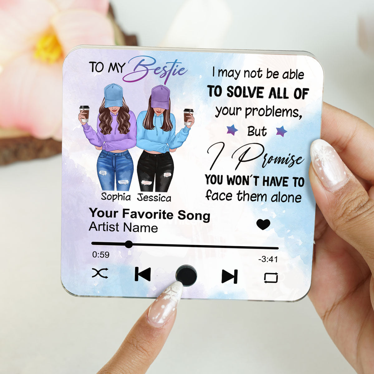 To My Bestie Personalized Personalized Music Fridge Magnet, Heartfelt Gift For Best Friends, BFF
