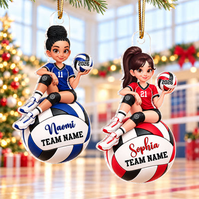 Proud Volleyball Player Slay Girl - Personalized Acrylic Ornament - Christmas Gift For Volleyball Players, Granddaughter, Daughter