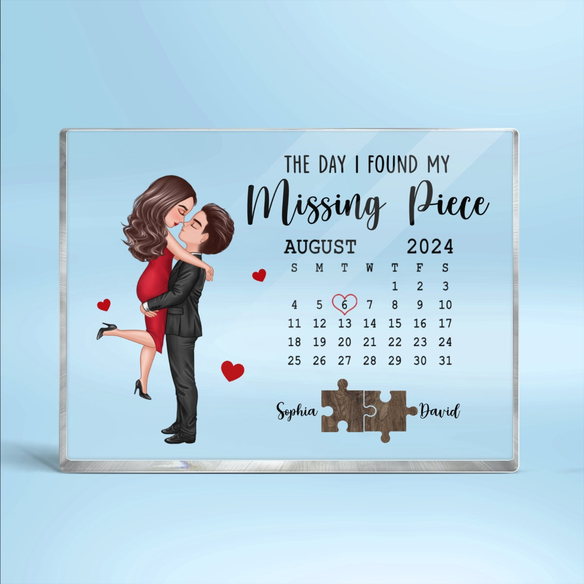 The Day I Found My Missing Piece Anniversary Gift Calendar Personalized Acrylic Block Plaque