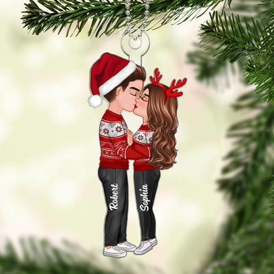 Doll Couple Kissing Christmas Gift For Him For Her Personalized Acrylic Ornament