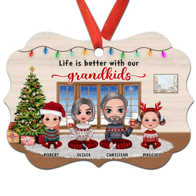 Doll Grandma Grandpa Grandkids In House Personalized Christmas Ornament