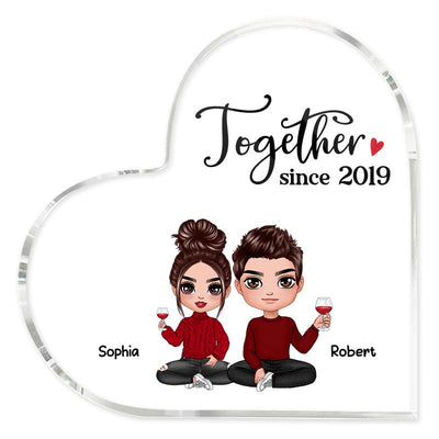Doll Couple Anniversary Gift Personalized Heart Acrylic Plaque