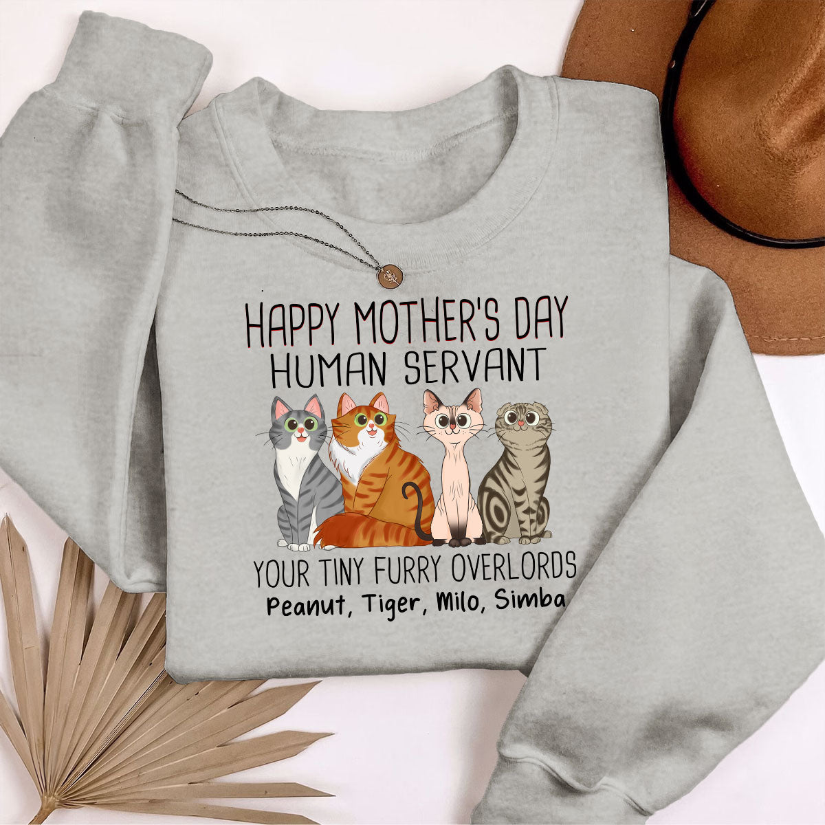Cartoon Sitting Cats Happy Mother‘s Day Cat Human Servant Personalized Shirt