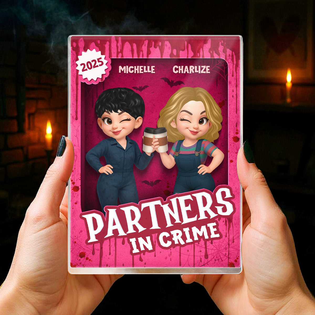 Halloween Besties Sisters Horror Movie 3D Effect Action Figure Personalized Acrylic Block
