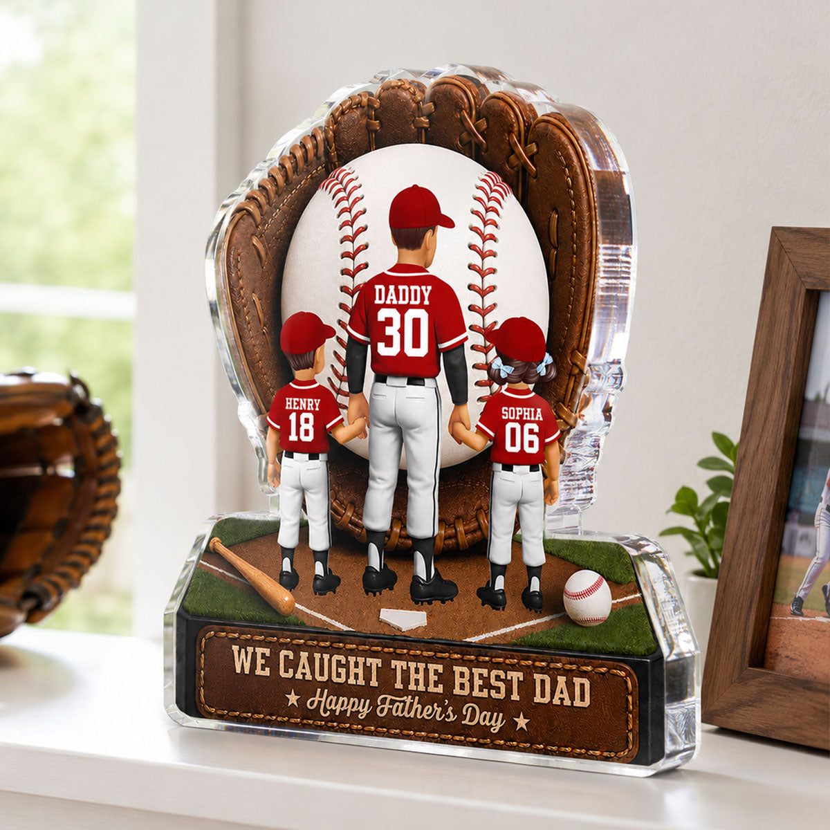 Baseball Dad Legend We Caught The Best Dad - Personalized Acrylic Block Plaque - Father's Day Gift For Dad