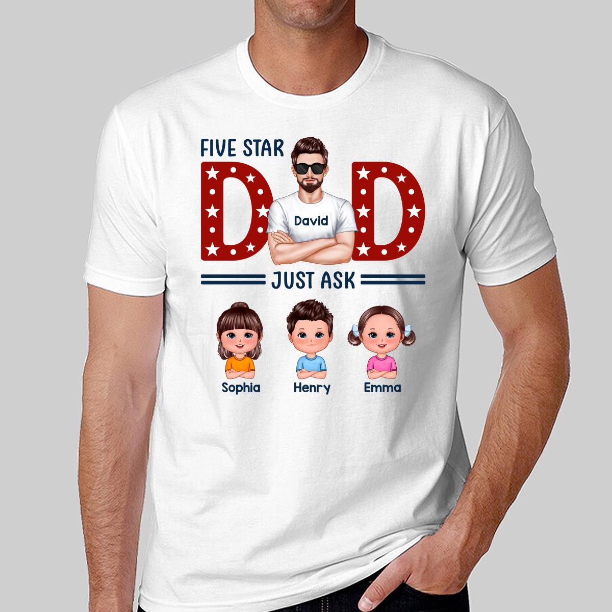 Five Star Dad Just Ask Kids Personalized Shirt