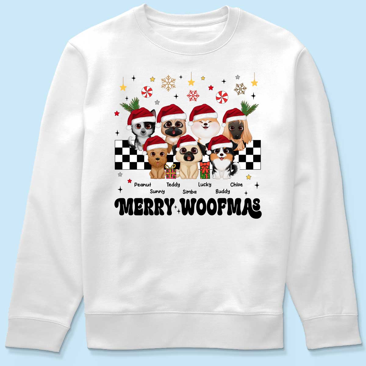 Merry Woofmas Dog Mama Vintage Style Personalized Christmas Shirt