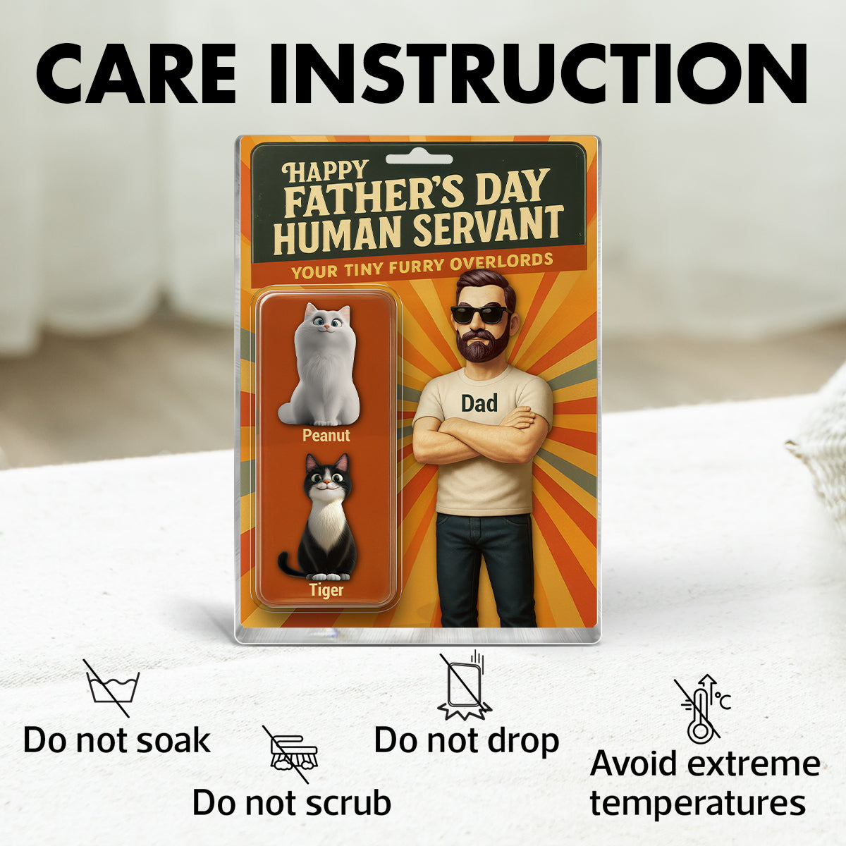 Happy Father's Day Human Servant Cat Dad Custom Action Figure Personalized Acrylic Block Plaque