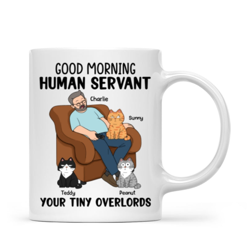 Happy Father‘s Day Human Servant Cat Dad Asleep Funny Cats Personalized Mug