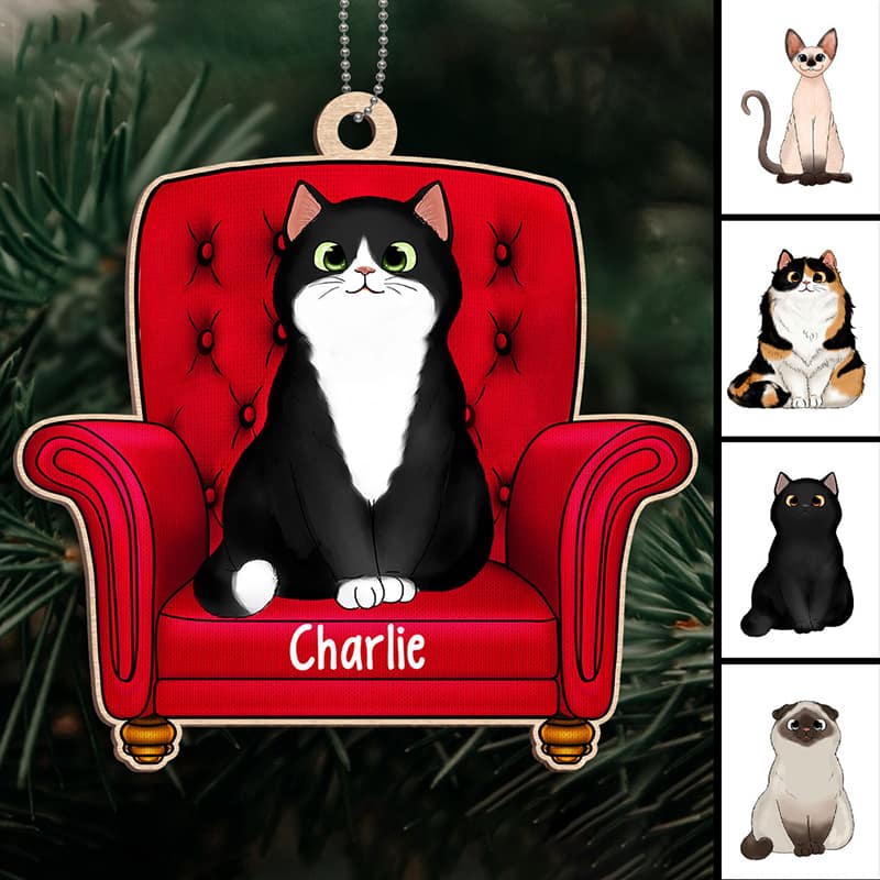 Cats On Sofa Personalized Acrylic Ornament