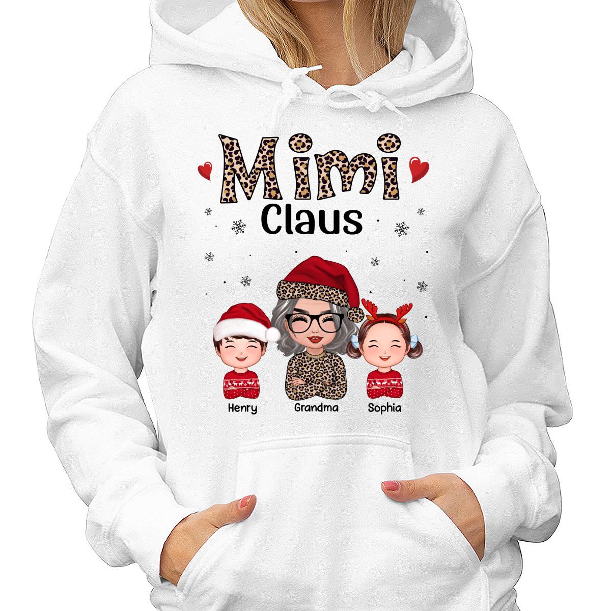Leopard Grandma Claus Doll Grandma Grandkids Christmas Personalized Shirt