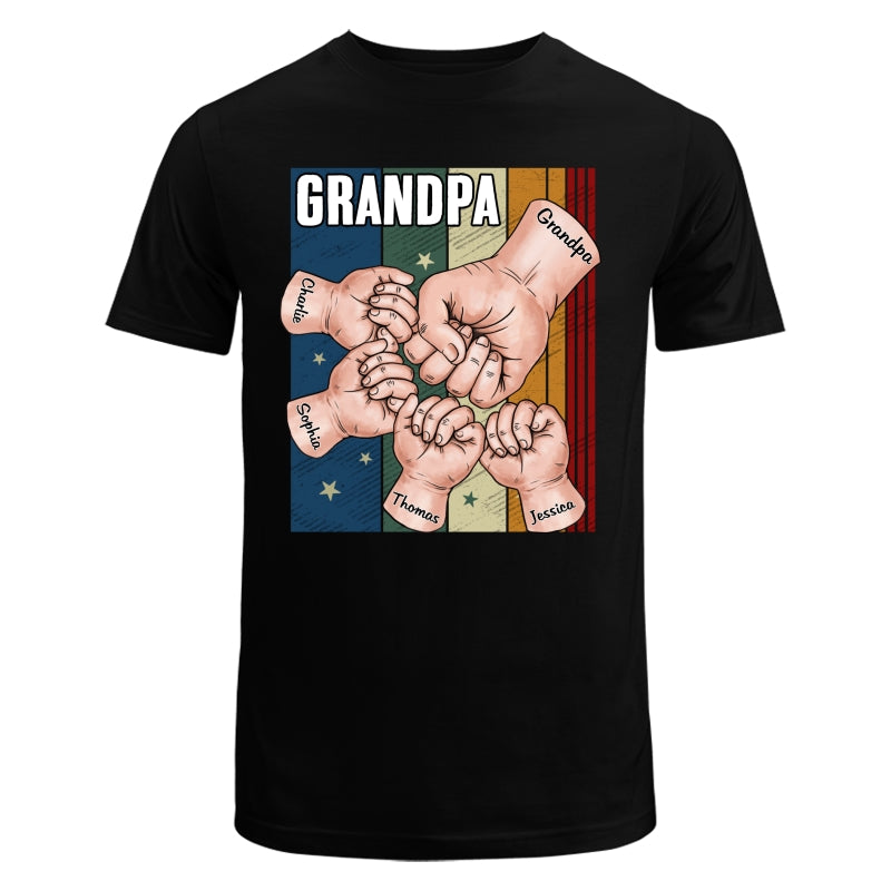 Retro Dad Grandpa Uncle And Kids Hands Fist Bump Personalized Shirt