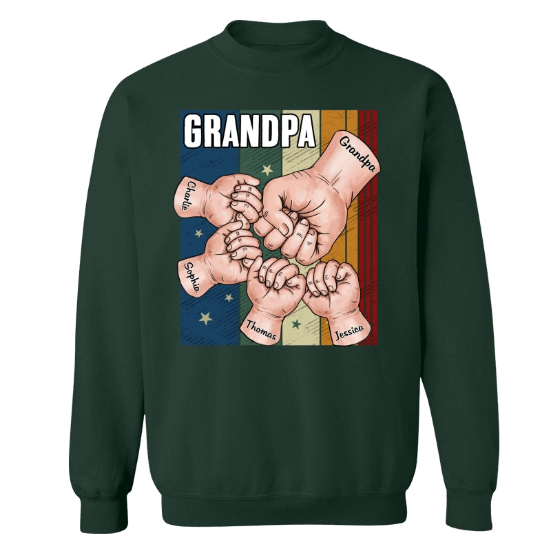 Retro Dad Grandpa Uncle And Kids Hands Fist Bump Personalized Shirt