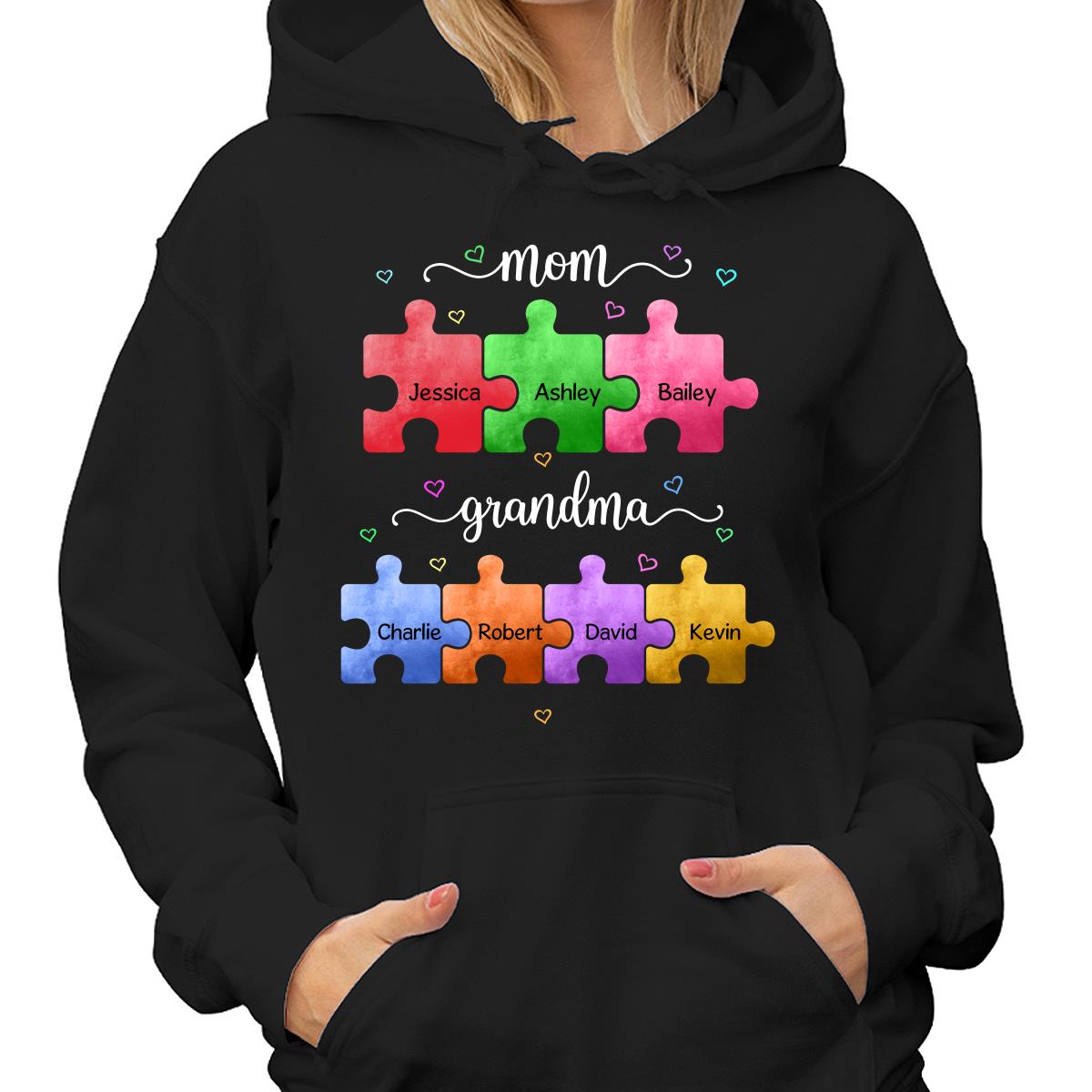 Mom Grandma Colorful Puzzle Gift For Grandma Personalized Shirt