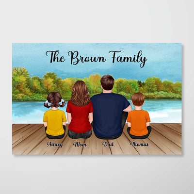 Family Sitting Beautiful Landscapes Personalized Poster