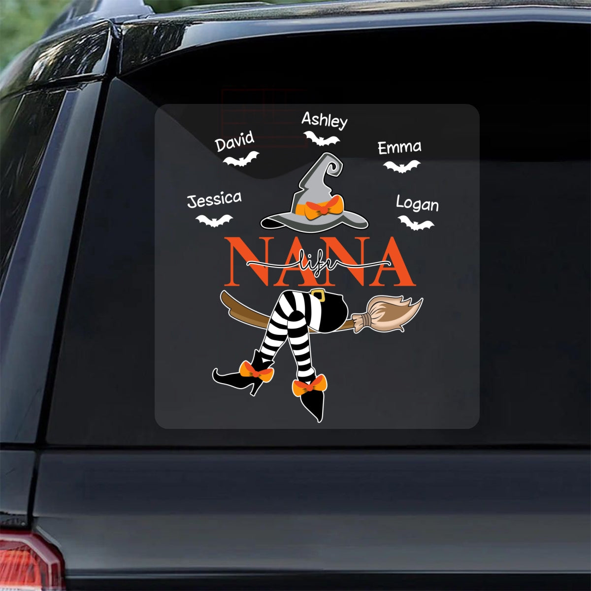 Grandma Life Witch On Broom Personalized Decal, Halloween Decor