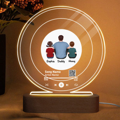 Custom Song Scannable QR Code Father‘s Day Gift For Dad Personalized Acrylic Circle LED Night Light