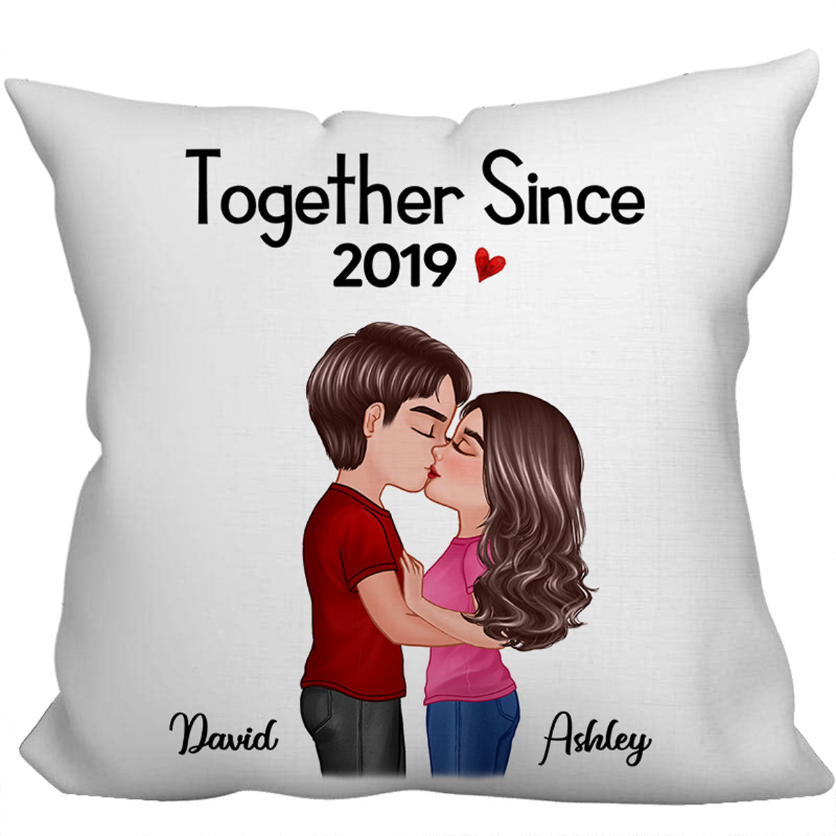 Doll Couple Kissing Gift For Him For Her Personalized Pillow (Insert Included)