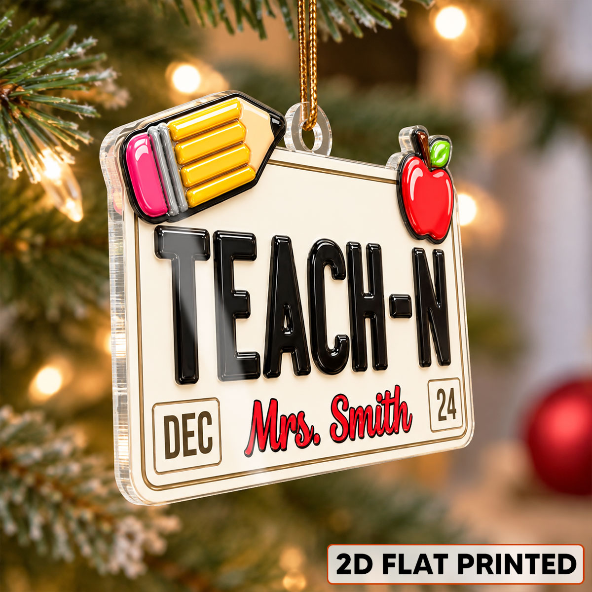 License Plate Nurse Teacher Bus Driver - Personalized Acrylic Ornament - Christmas Gift For Family, Coworker, Friends