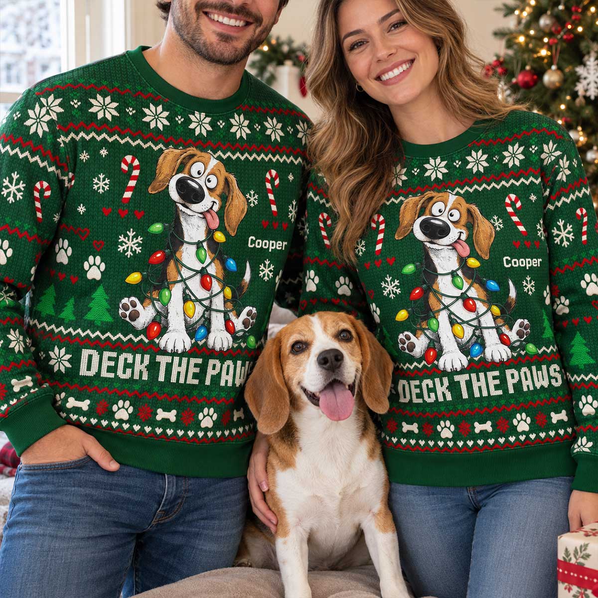 Custom Pet Portrait Quirky Silly Dog - Personalized Faux Knitted Ugly Sweater - Funny Christmas Gift For Dog Lover