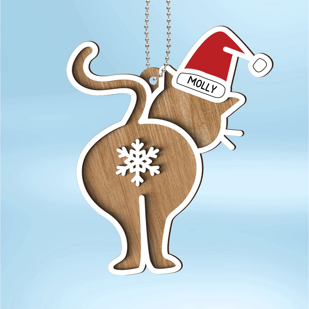 Cat Butt Funny Personalized 2-Layered Wooden Ornament, Christmas Gift for Cat Mom, Cat Dad