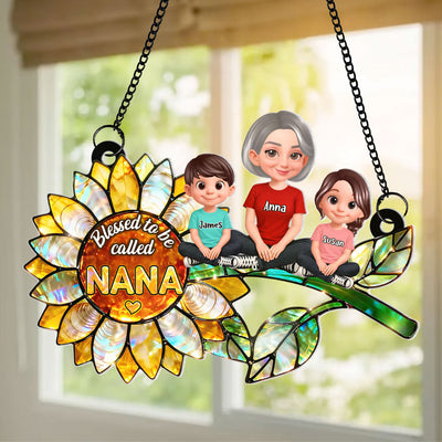 Blessed to be Called Grandma Sunflower - Personalized Window Hanging Suncatcher - Mother's Day Gift for Mom, Wife
