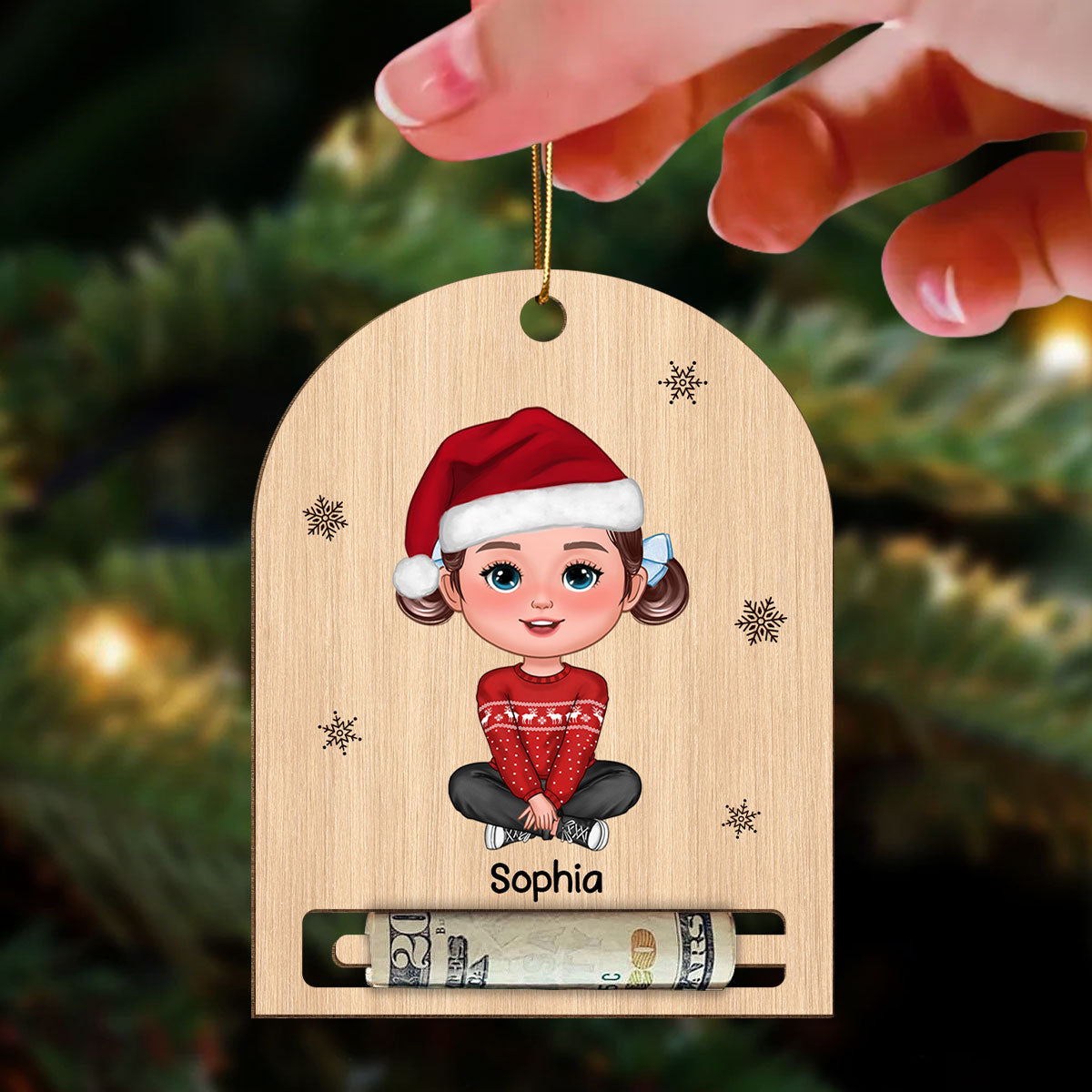 Christmas Gift For Family Member Personalized Wooden Money Holder Ornament