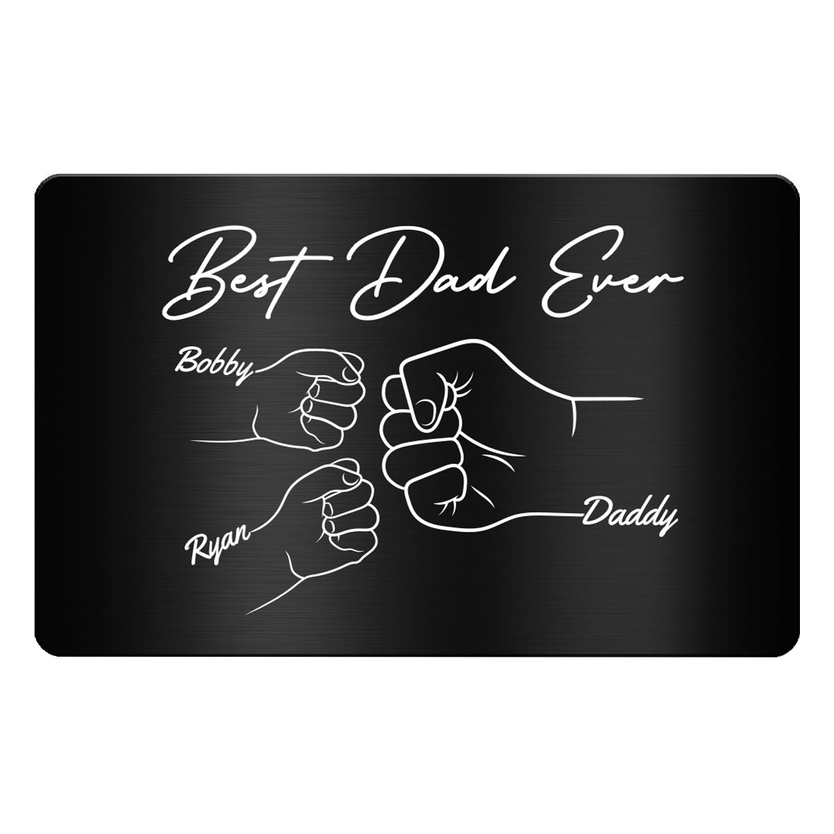Best Dad Ever Fist Bump Hands Gift For Dad Personalized Metal Wallet Card