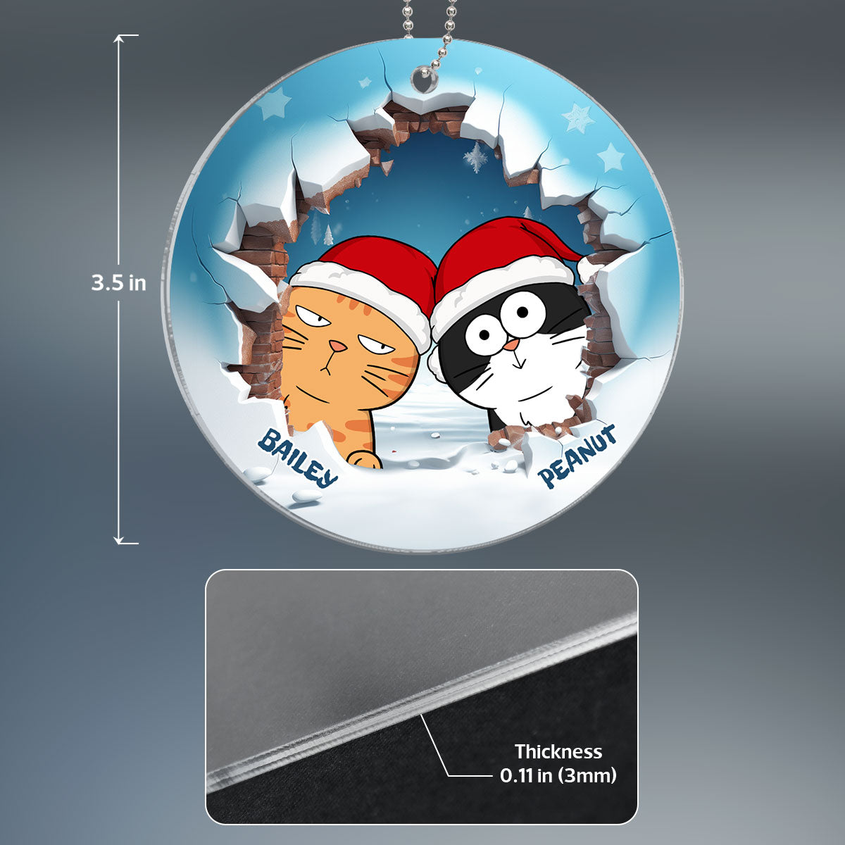 Funny Cat Break Through Personalized Acrylic Ornament
