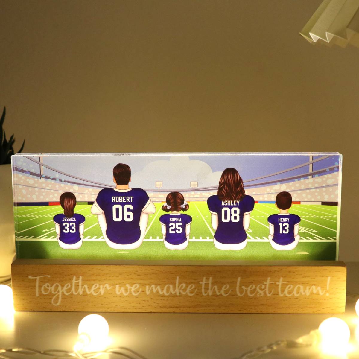 American Football Team Family Personalized Acrylic Block LED Night Light
